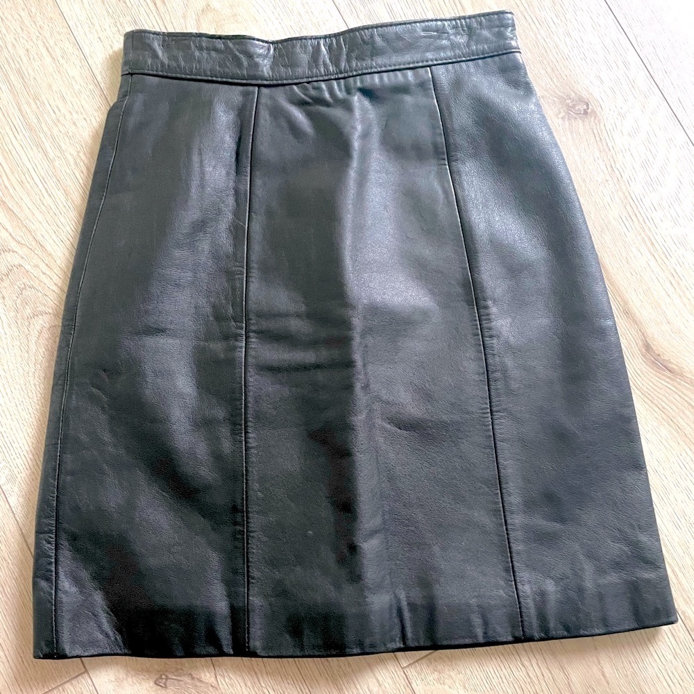 Black Leather Mini Skirt-VINTAGE